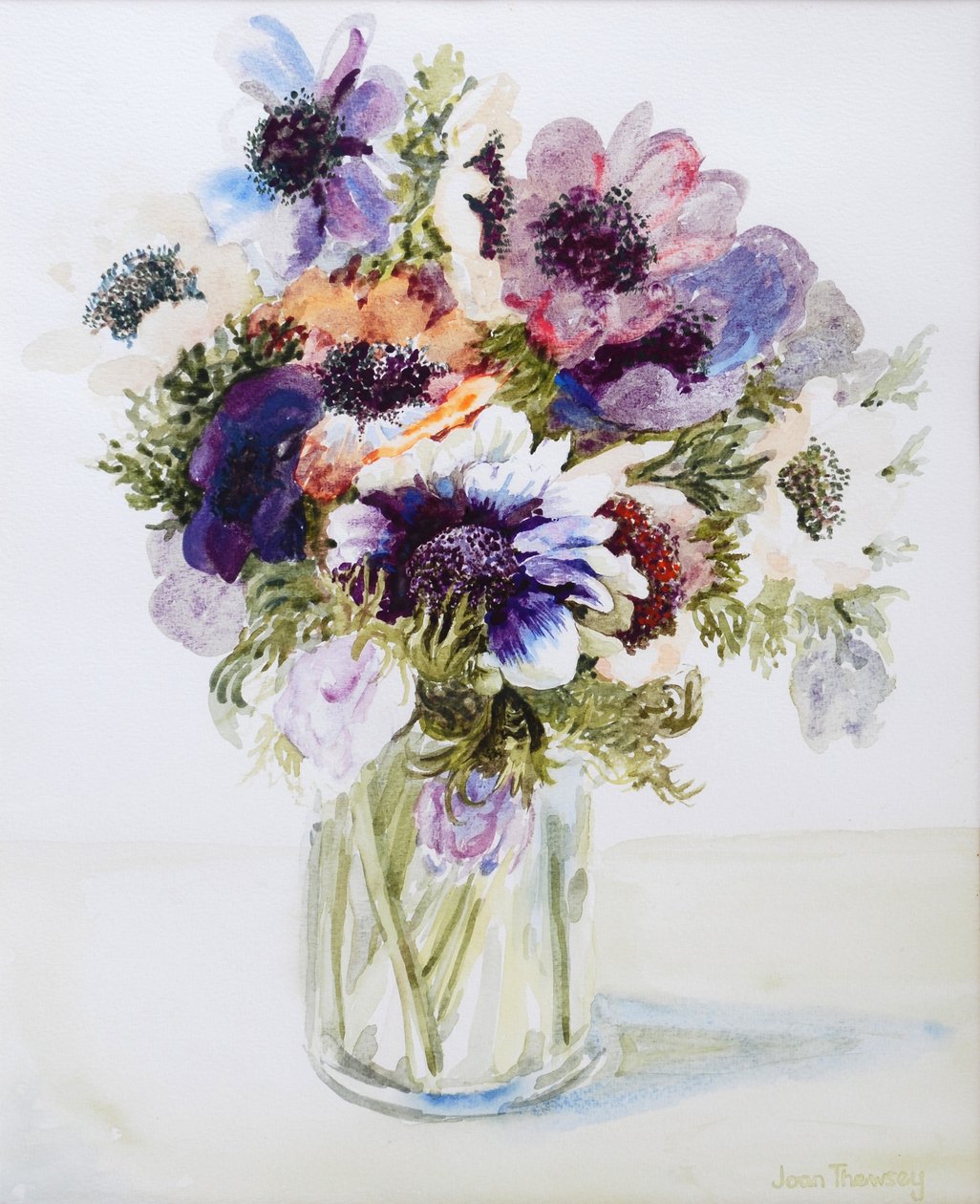 Anemones in a Glass Jug by Joan Thewsey