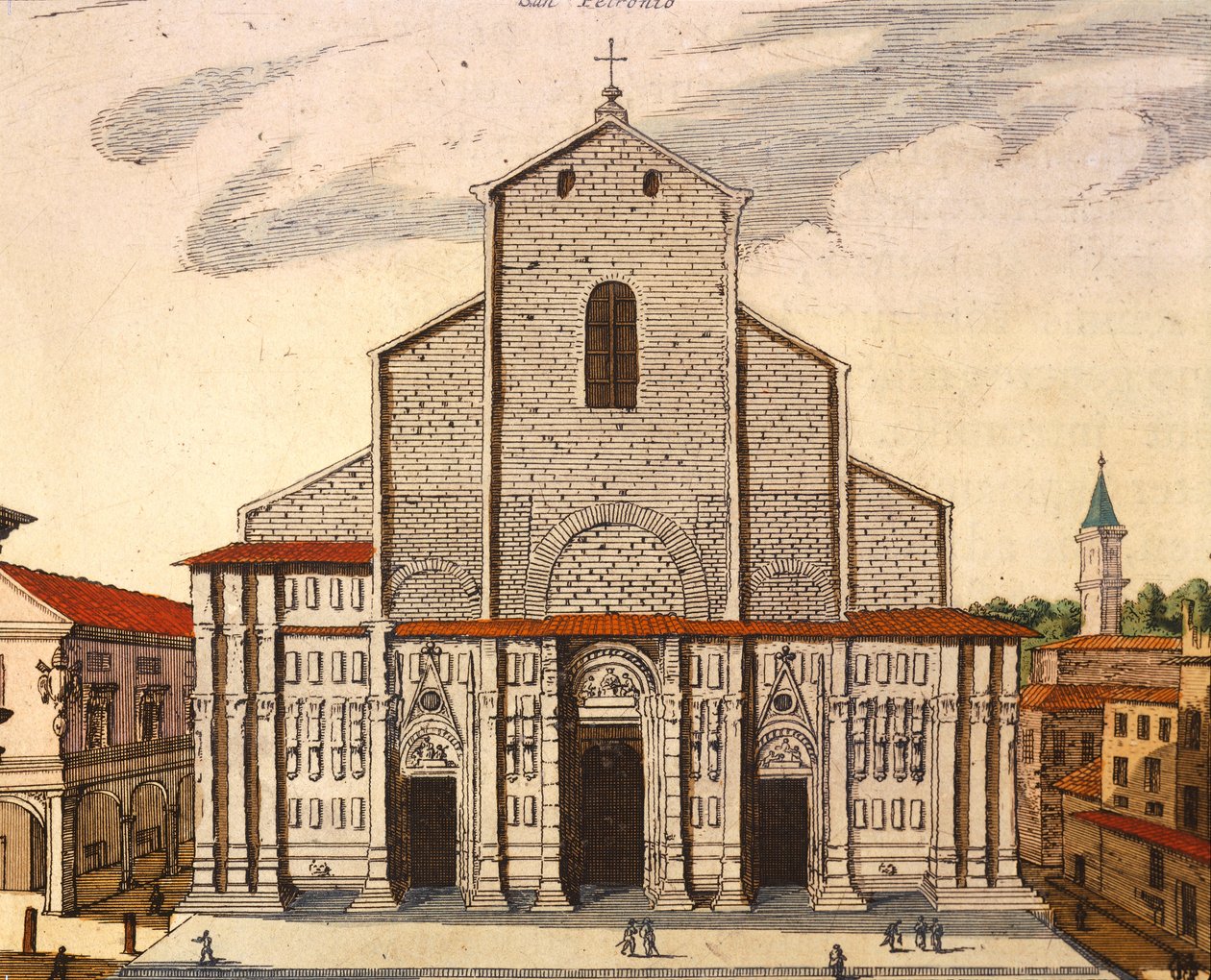 The Basilica of San Petronio in Bologna, Print from Theatrum Civitatum et Admirandorum Italiae by Joan Blaeu