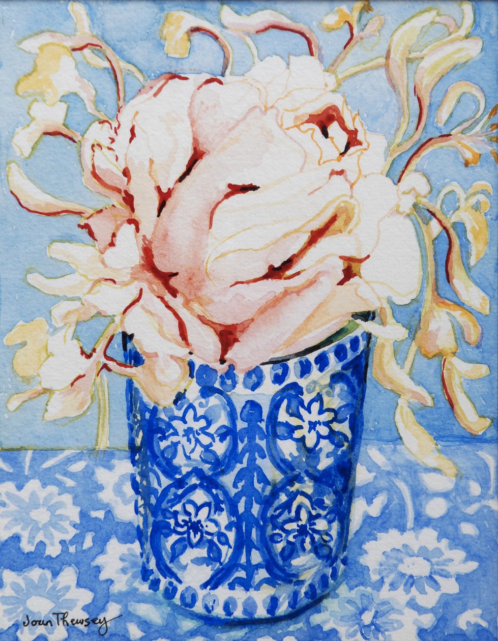 Pink Rose and Honeysuckle, 2000 by Joan Thewsey