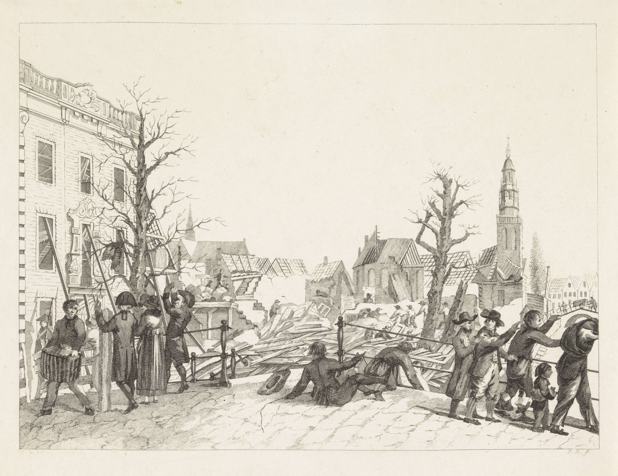Ruins in Leiden after the Gunpowder Explosion, 1807 by Joannes Bemme