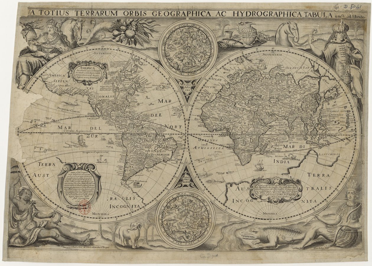 Map of the World, 1631 by Jodocus Hondius