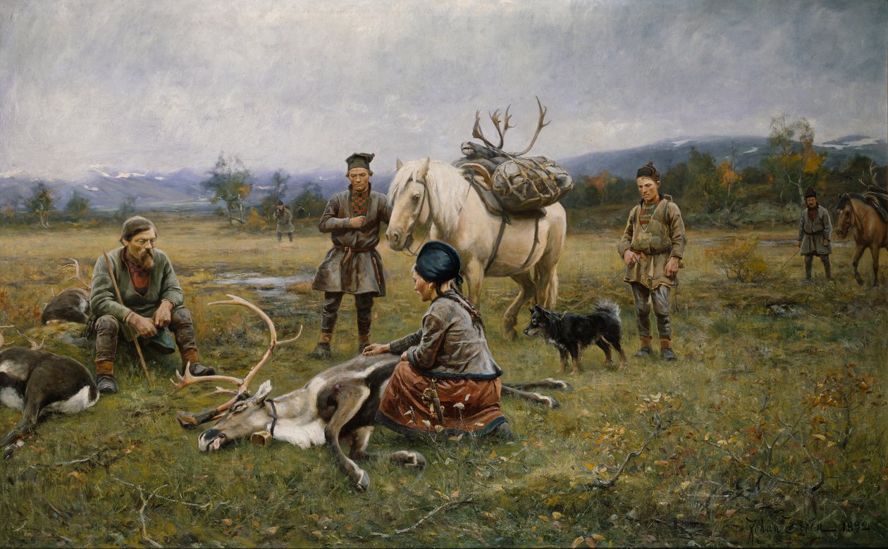 Lapps Collecting Shot Reindeer by Johan Tiren