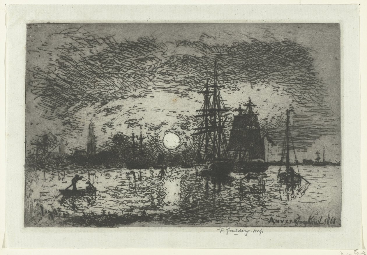 Sunset at the Port of Antwerp by Johan Barthold Jongkind