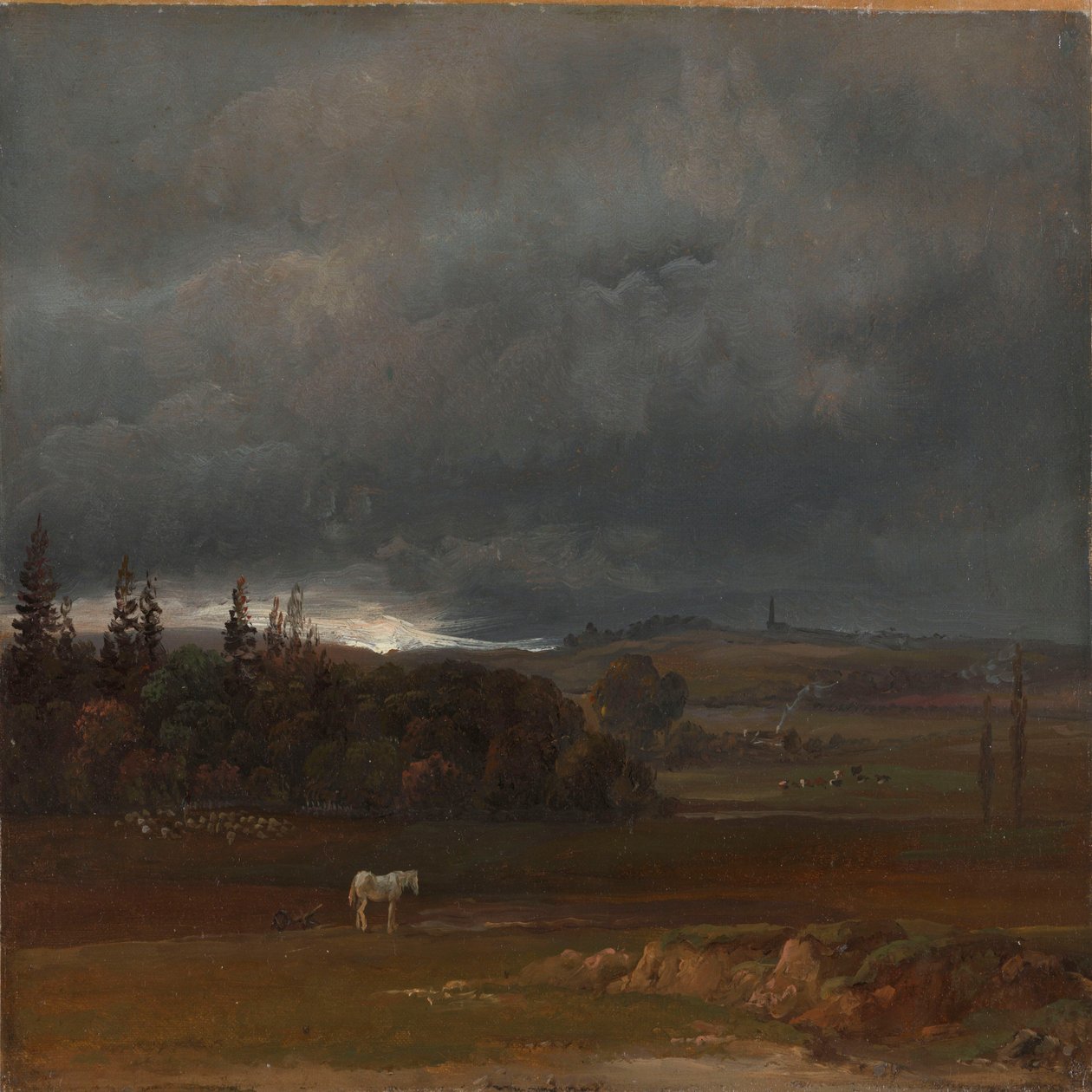 Field Near Dresden with White Horse by Johan Christian Dahl