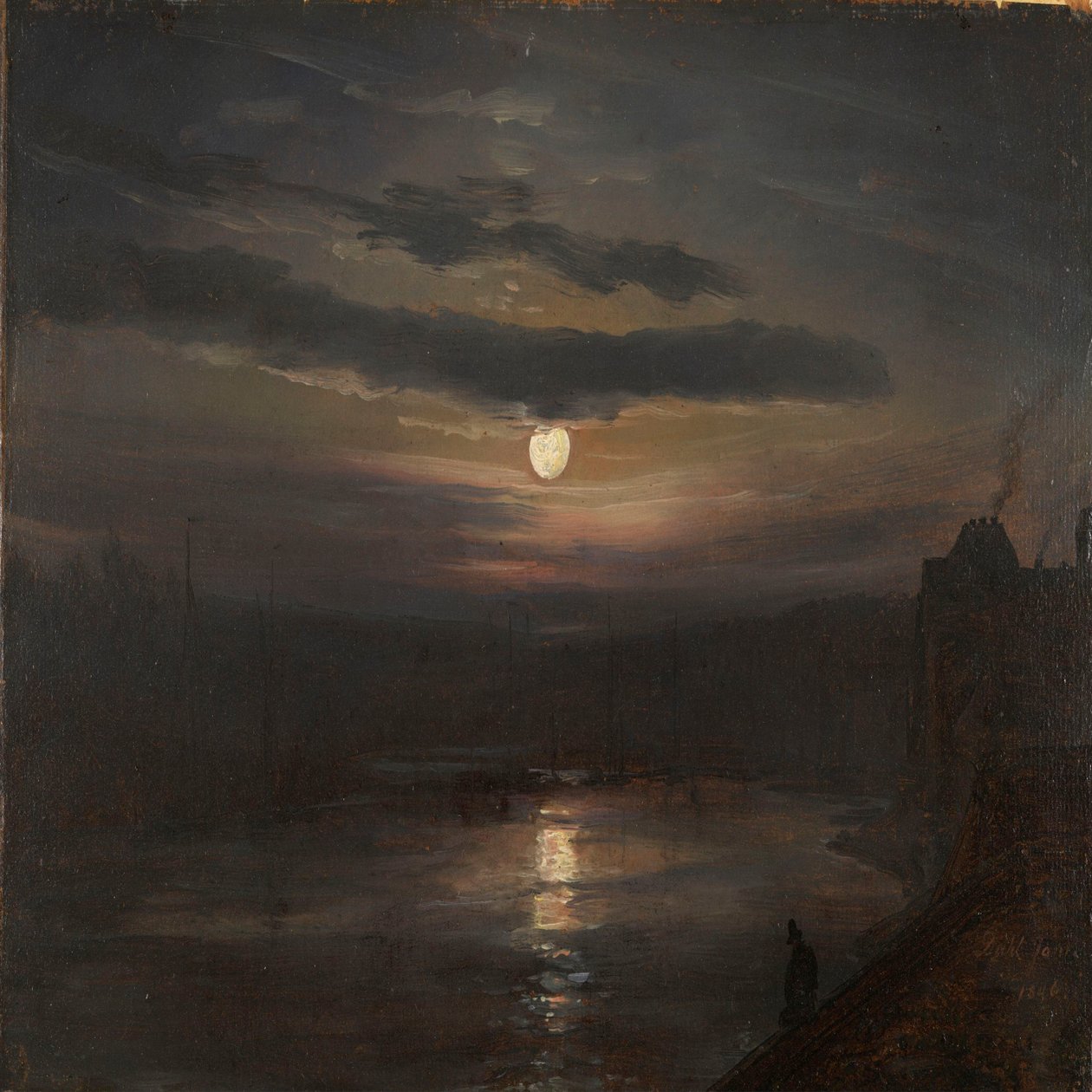 Moonlight over the Elbe by Johan Christian Dahl