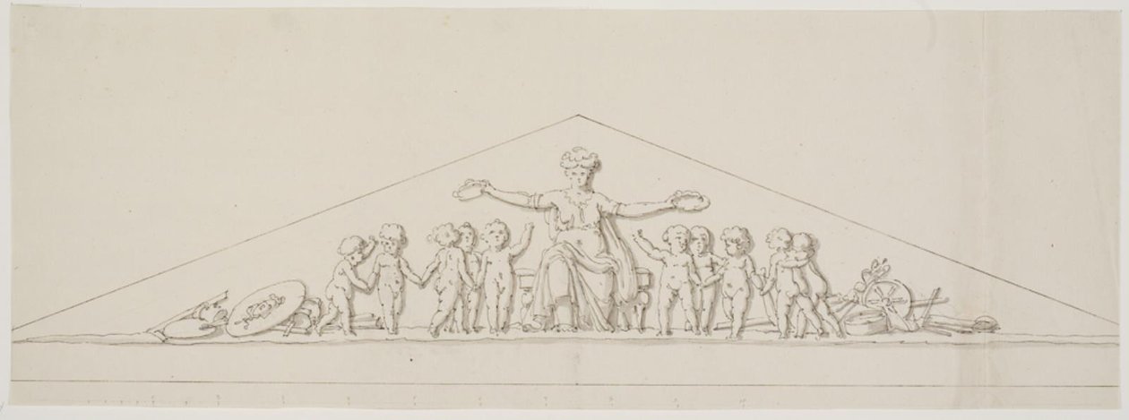 Draft for a Pediment Symbolizing Prosperity, with Putti by Johan Christoph Petzold