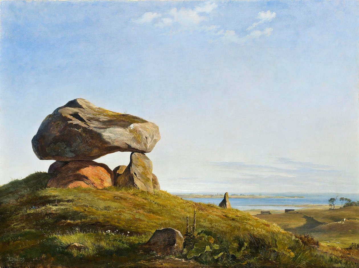 A Prehistoric Burial Mound by Raklev on Refsnæs by Johan Thomas Lundbye