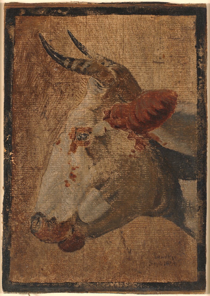Head of a White-Spotted Cow, Profile to the Left by Johan Thomas Lundbye