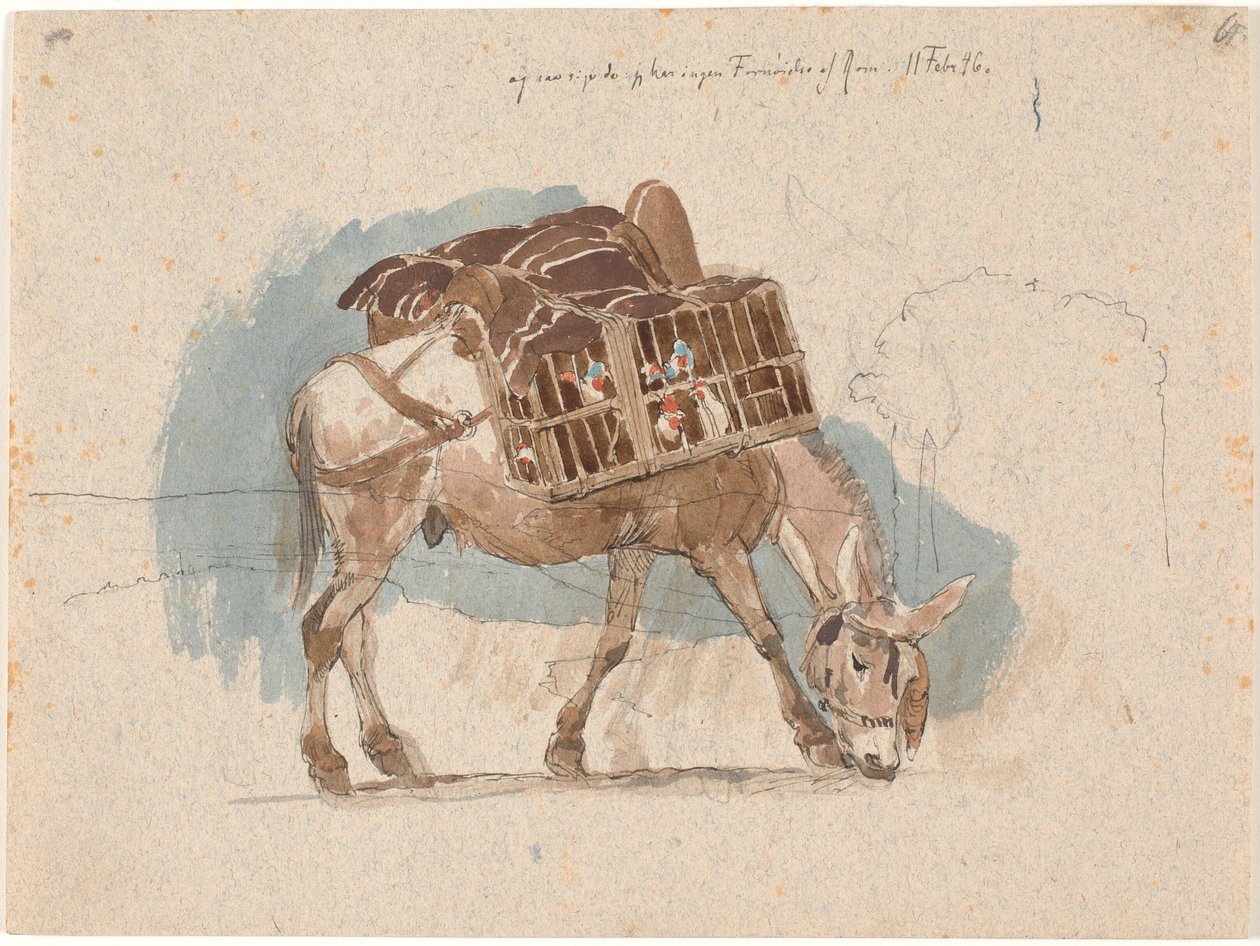 Mule with Chicken Baskets by Johan Thomas Lundbye