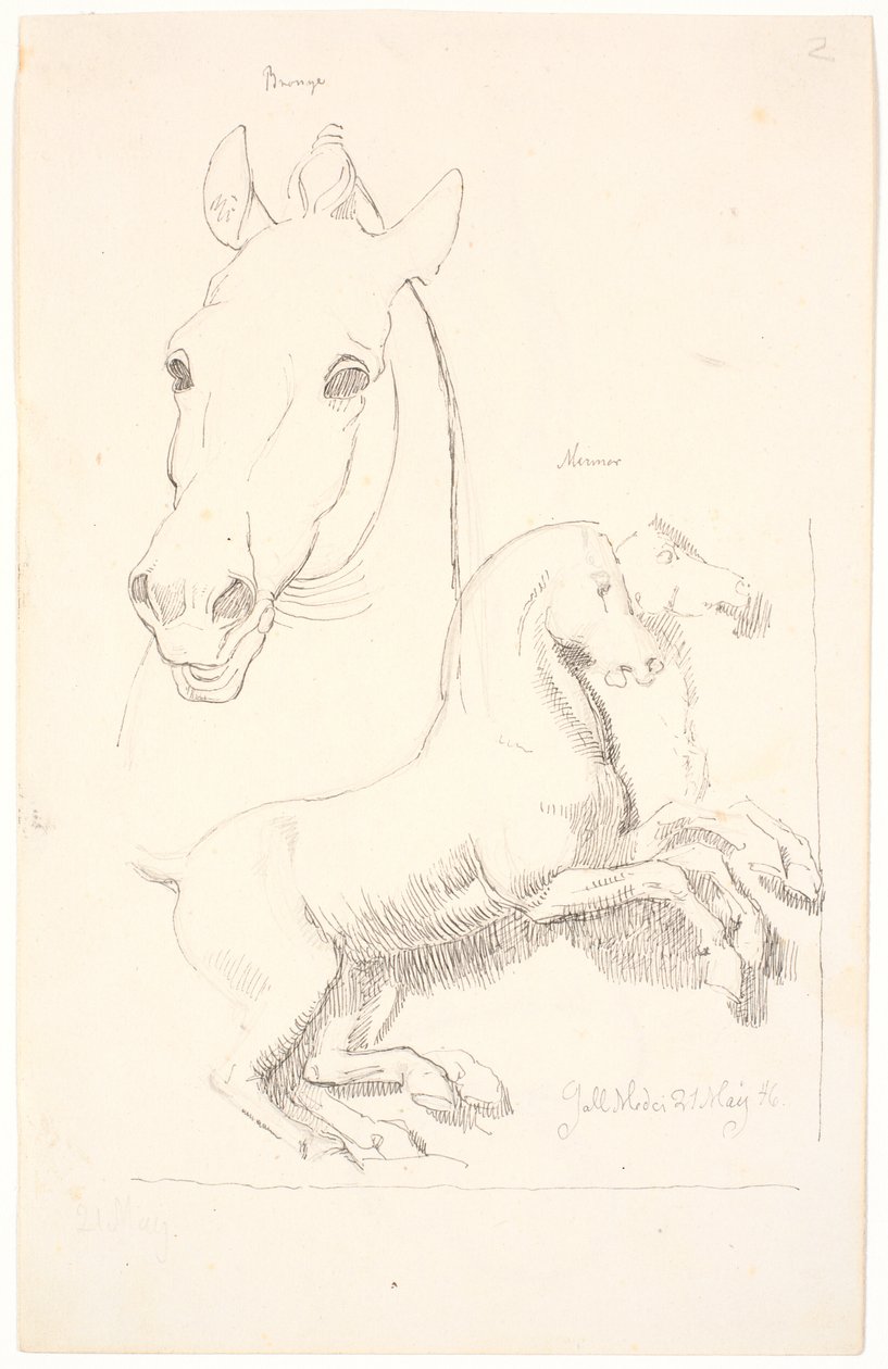 Studies After Antique Sculptures. At the Top a Horse