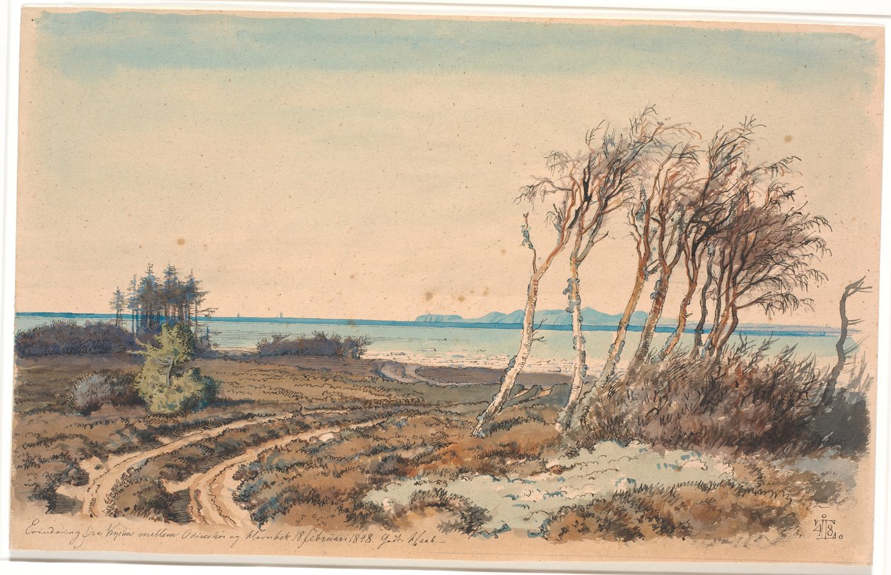 View towards Kullen from the Coast between Odinshøj and Hornbæk by Johan Thomas Lundbye