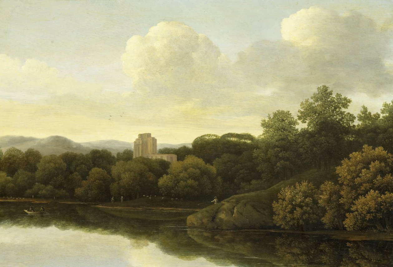Wooded Landscape with River by Johan de Lagoor (attributed to)