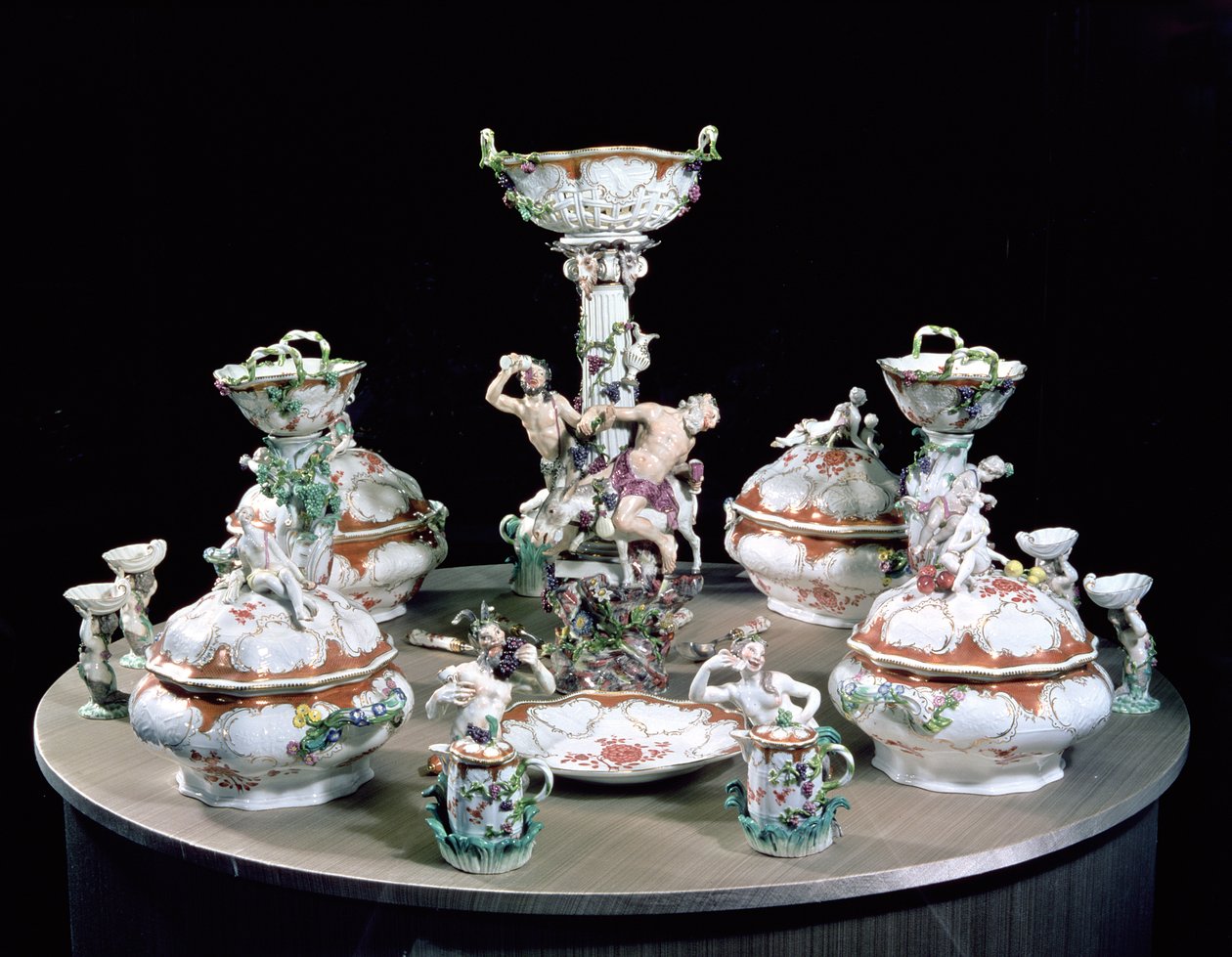 Part of a Meissen Dinner Service Ordered by Frederick the Great for General von Mollendorf, Decorated with Figures of Satyrs and Silenus and an Ass, 1761 by Johann Joachim Kaendler