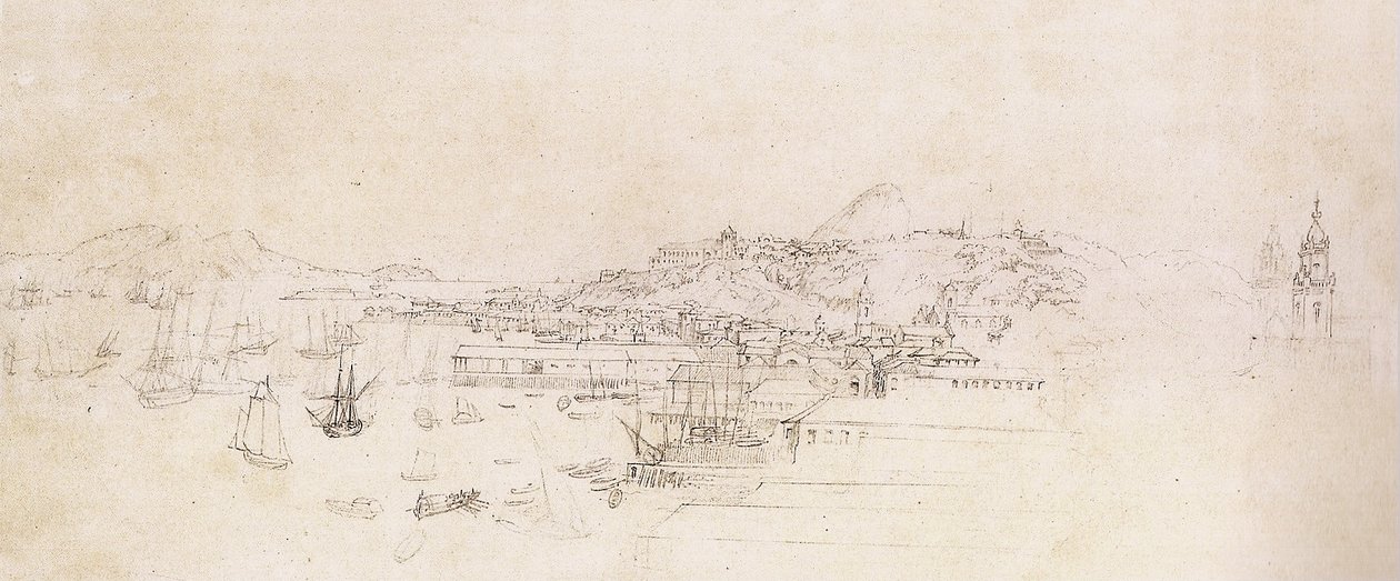 Study for a View Taken from the Church of Sao Bento in Rio de Janeiro by Johann Moritz Rugendas