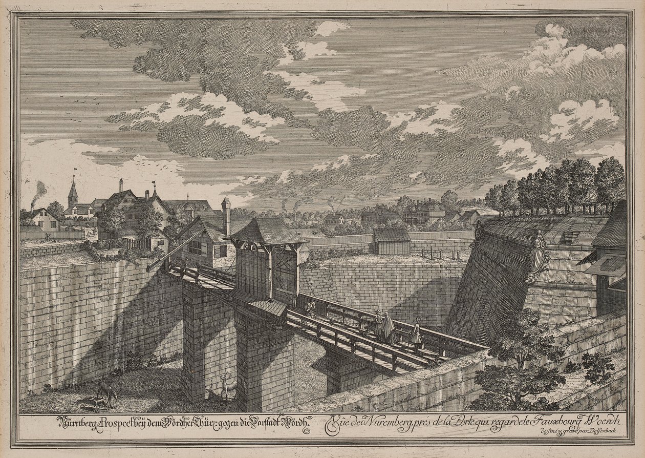 View from the West on the Wöhrder Törlein in Nuremberg by Johann Adam Delsenbach