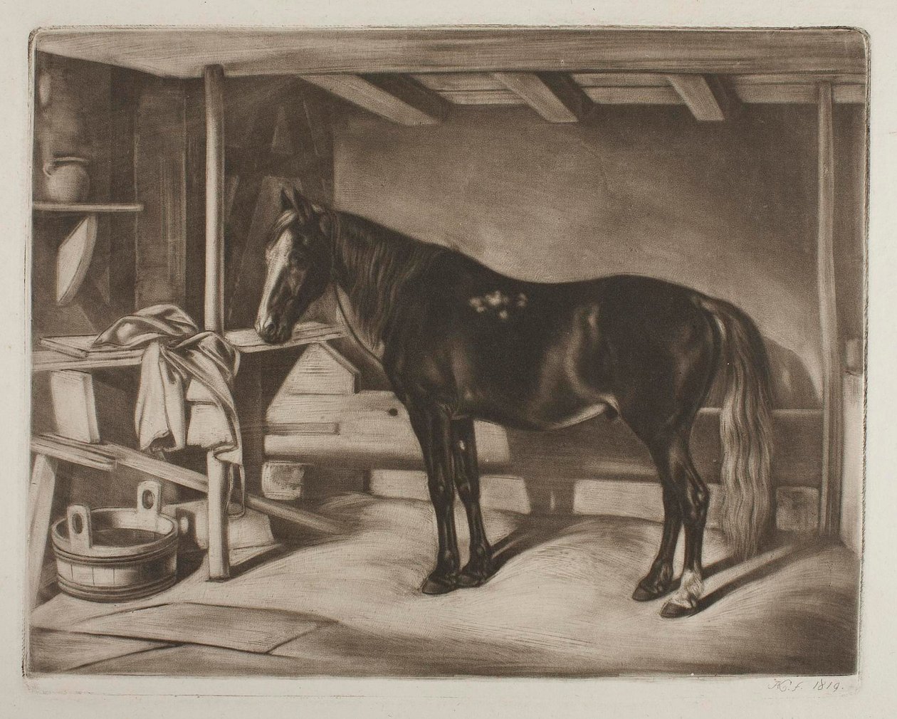 Horse in a Stable by Johann Adam Klein