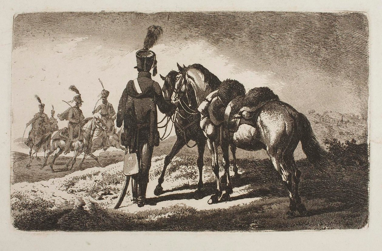 Hussar with Horses by Johann Adam Klein