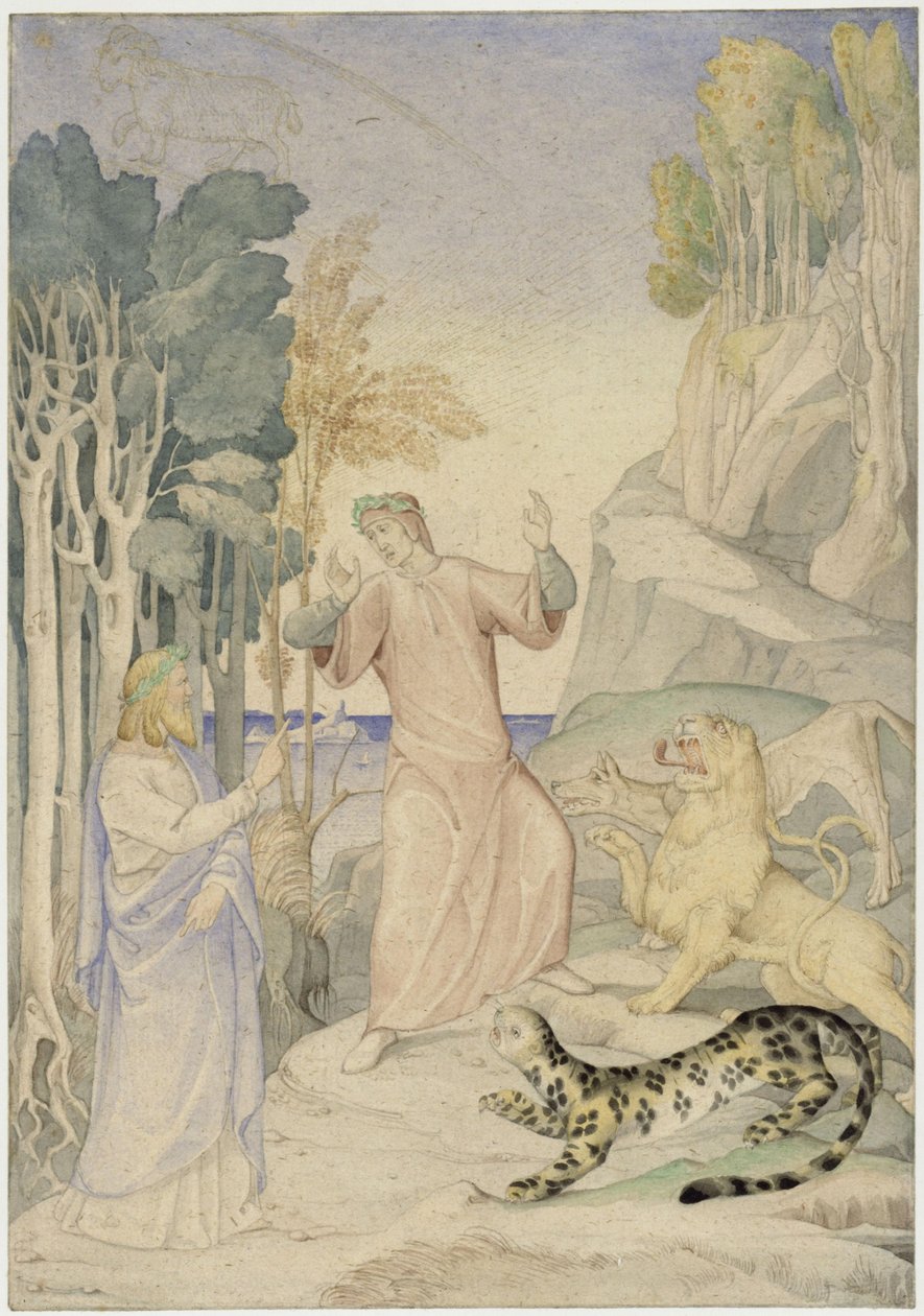Dante and Virgil before the Three Wild Beasts at the Entrance to Hell by Johann Anton Ramboux