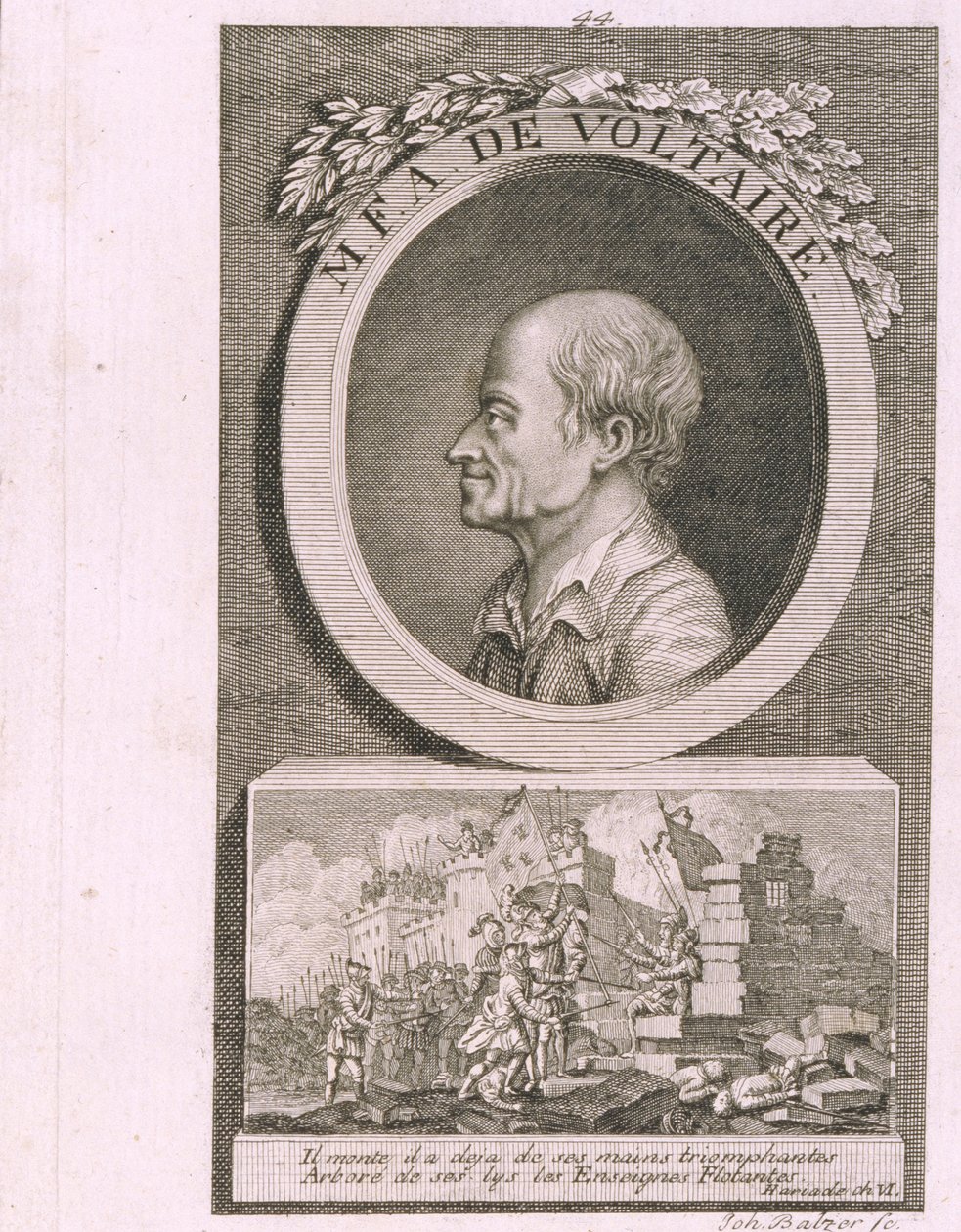 Portrait of the writer, essayist and philosopher Francois Marie Arouet de Voltaire by Johann Balzer