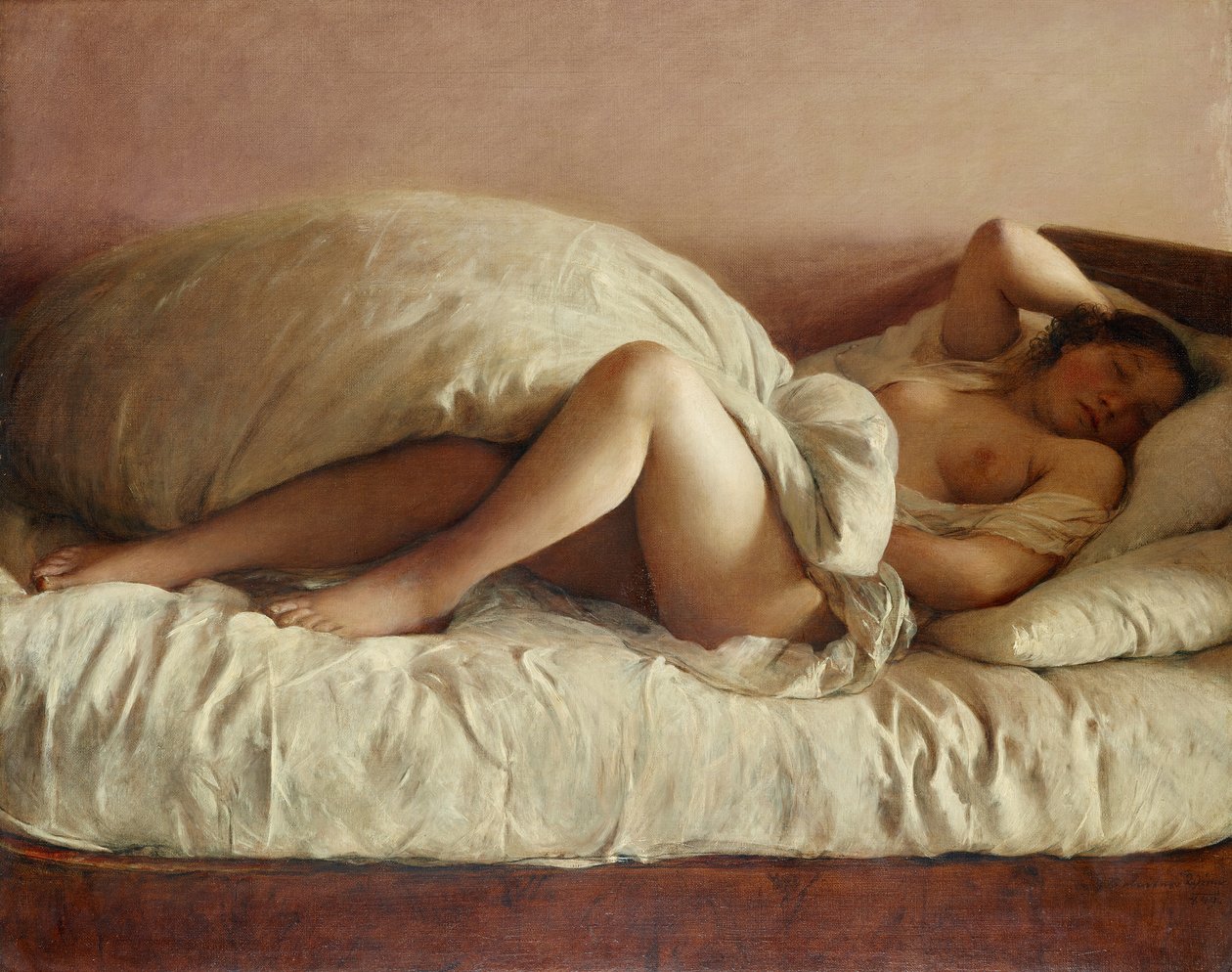 nudist sleeping  Sleeping Woman by Johann Baptist Reiter: Fine art print