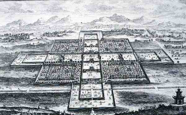Perspective View of the Imperial Palace, Peking, China, from Entwurf einer historischen Architektur by Johann Bernhard (after) Fischer von Erlach