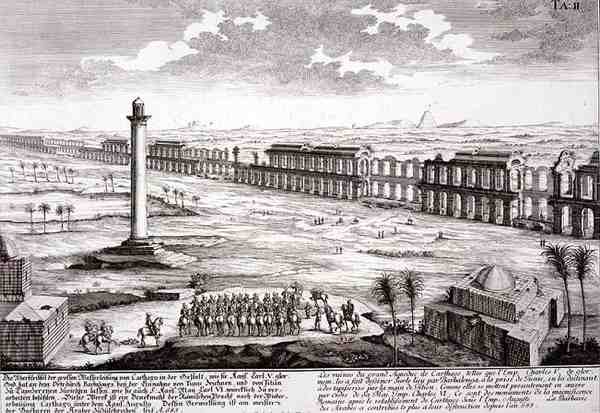 Ruins of the Great Aqueduct at Carthage, from Entwurf einer historischen Architektur by Johann Bernhard (after) Fischer von Erlach