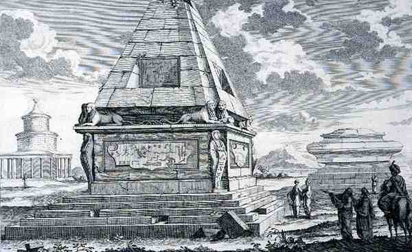 Tombs Near Cairo, Egypt, from Entwurf einer historischen Architektur by Johann Bernhard (after) Fischer von Erlach