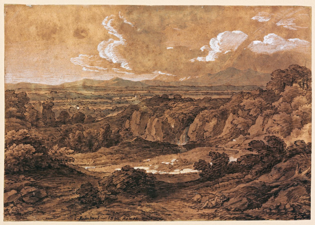 Rocky Forest Landscape by Johann Christian Reinhart