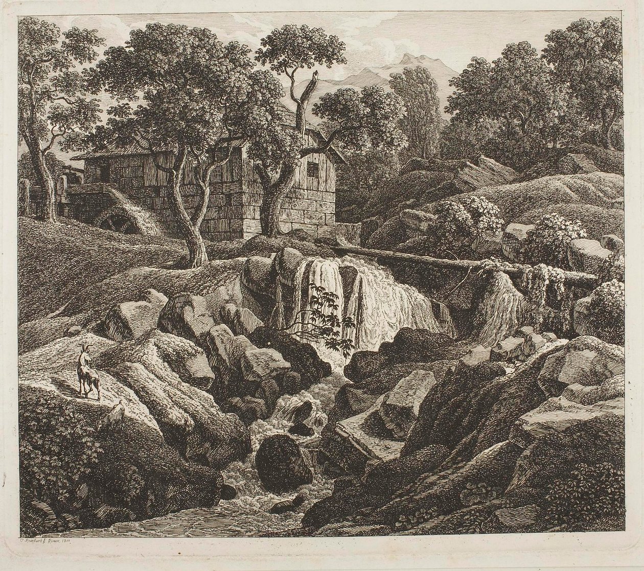 Landscape with Mill Wheel by Johann Christian Reinhart