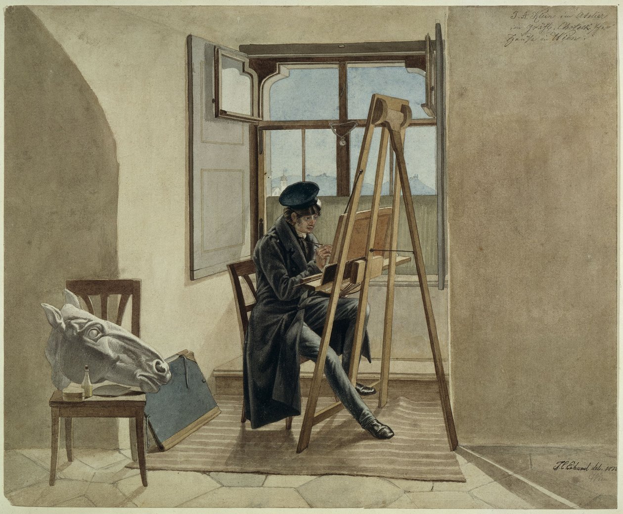 The Painter Johann Adam Klein at the Easel in His Studio in the Count Chotek Palace in Vienna by Johann Christoph Erhard