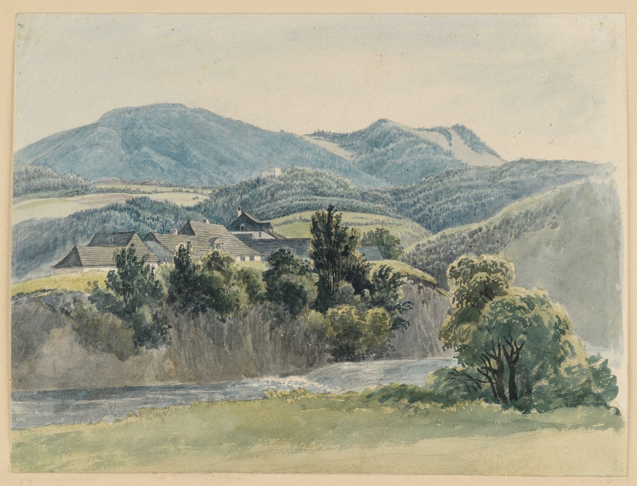 River and Mountain Landscape near Glocknitz by Johann Christoph Erhard