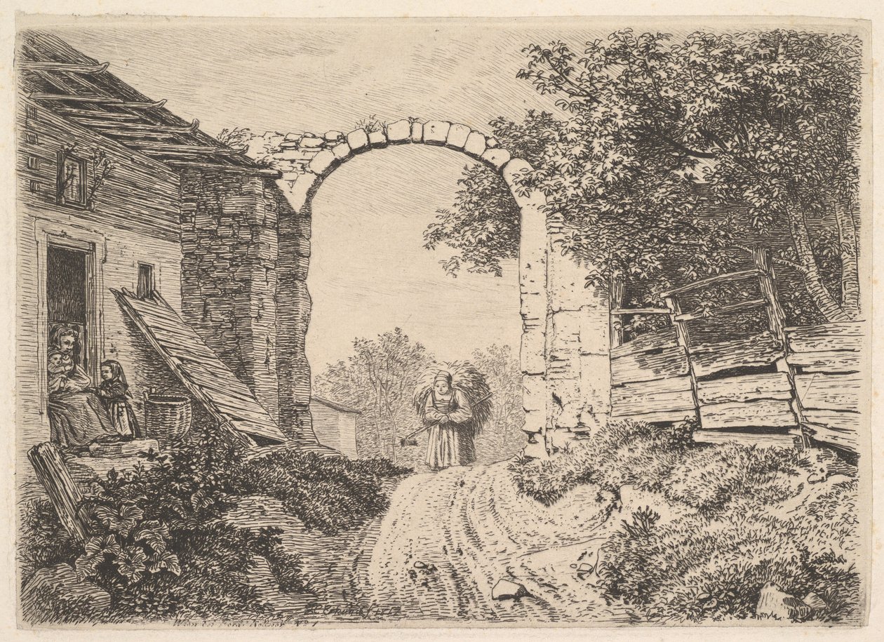 Girl with a Load of Hay, Outside of Thorbogen by Johann Christoph Erhard