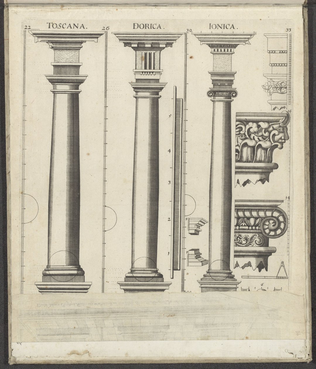Three Columns of the Tuscan, Doric, and Ionic Orders by Johann Christoph Feinlein