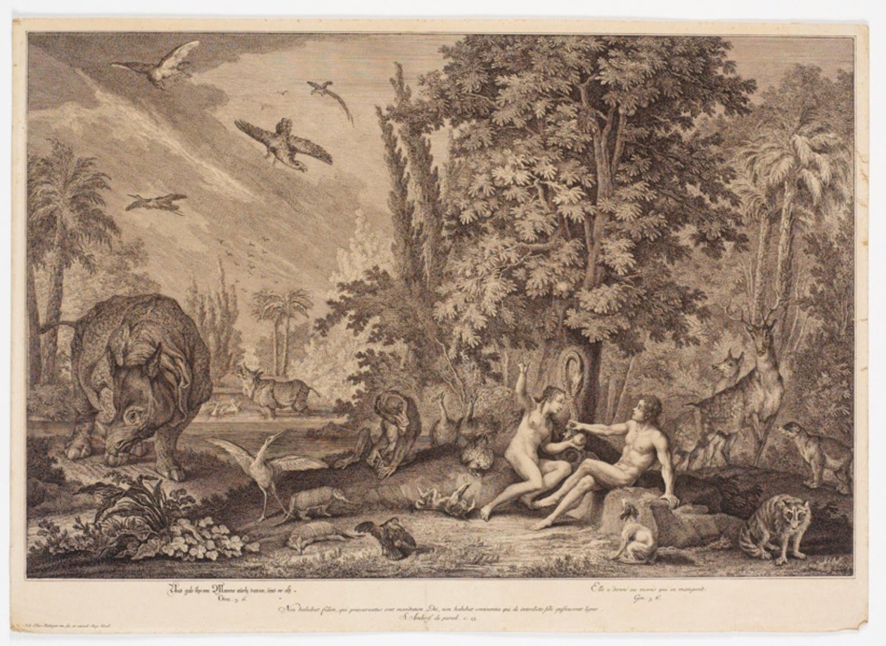 Eve Offering the Apple to Adam by Johann Elias Ridinger