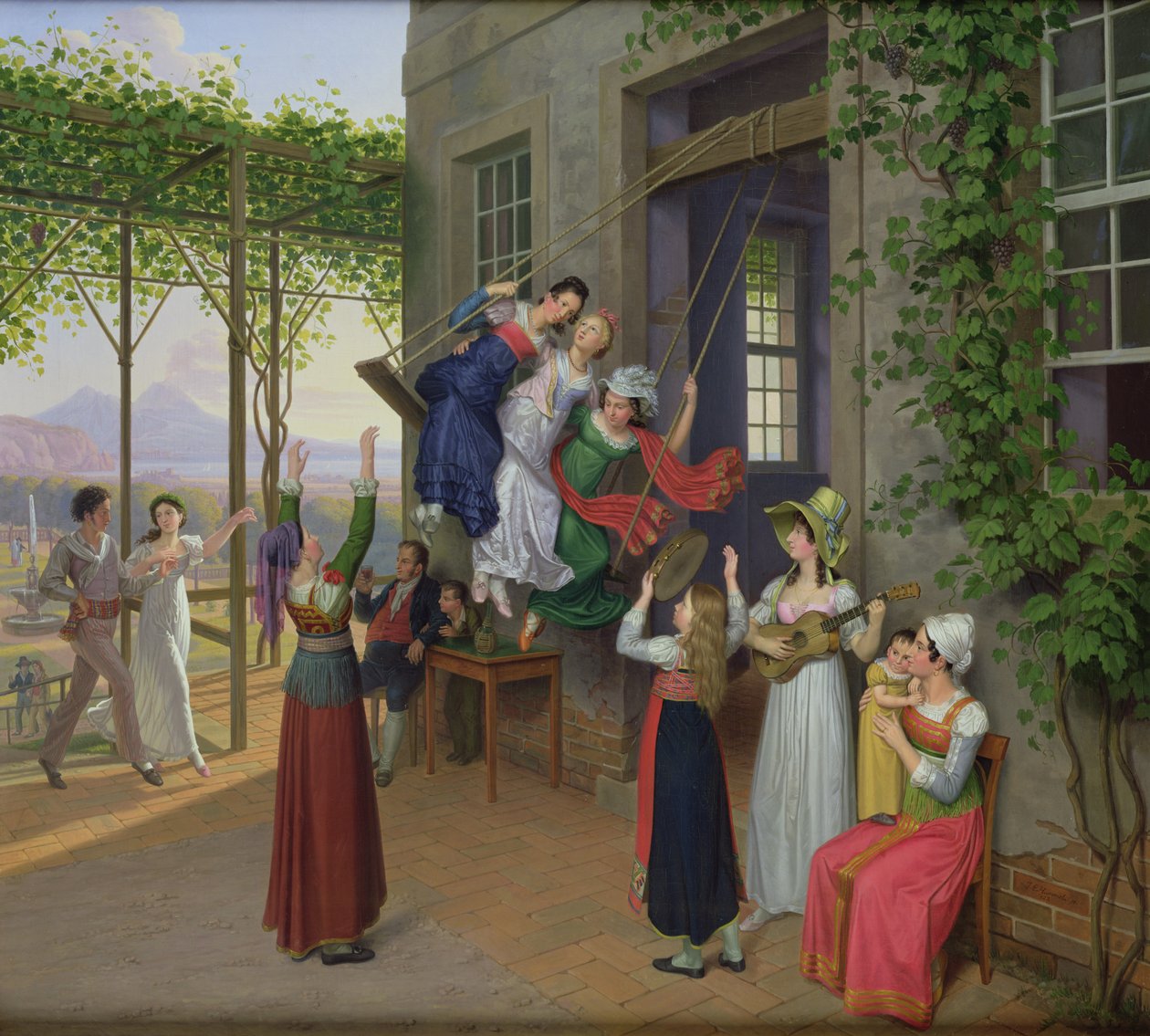 Youths Playing on a Swing in a Garden near Naples, 1823 by Johann Erdmann Hummel