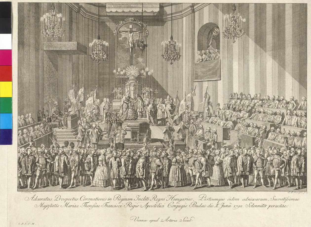 Coronation of Empress Mary Theresia as Queen of Hungary on 10 June 1792 in Budapest by Johann Ernst Mansfeld