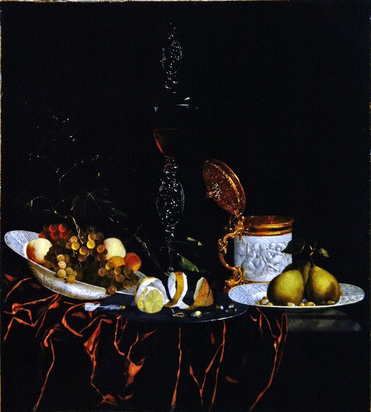 Eine Schale In Nautilform Eine Flote Ein Venetianischer Hirsch Und Ein Weinglas Und Bierglas Mit Nussen Auf Einem Silbernen Teller Johann Georg Hinz main image 1