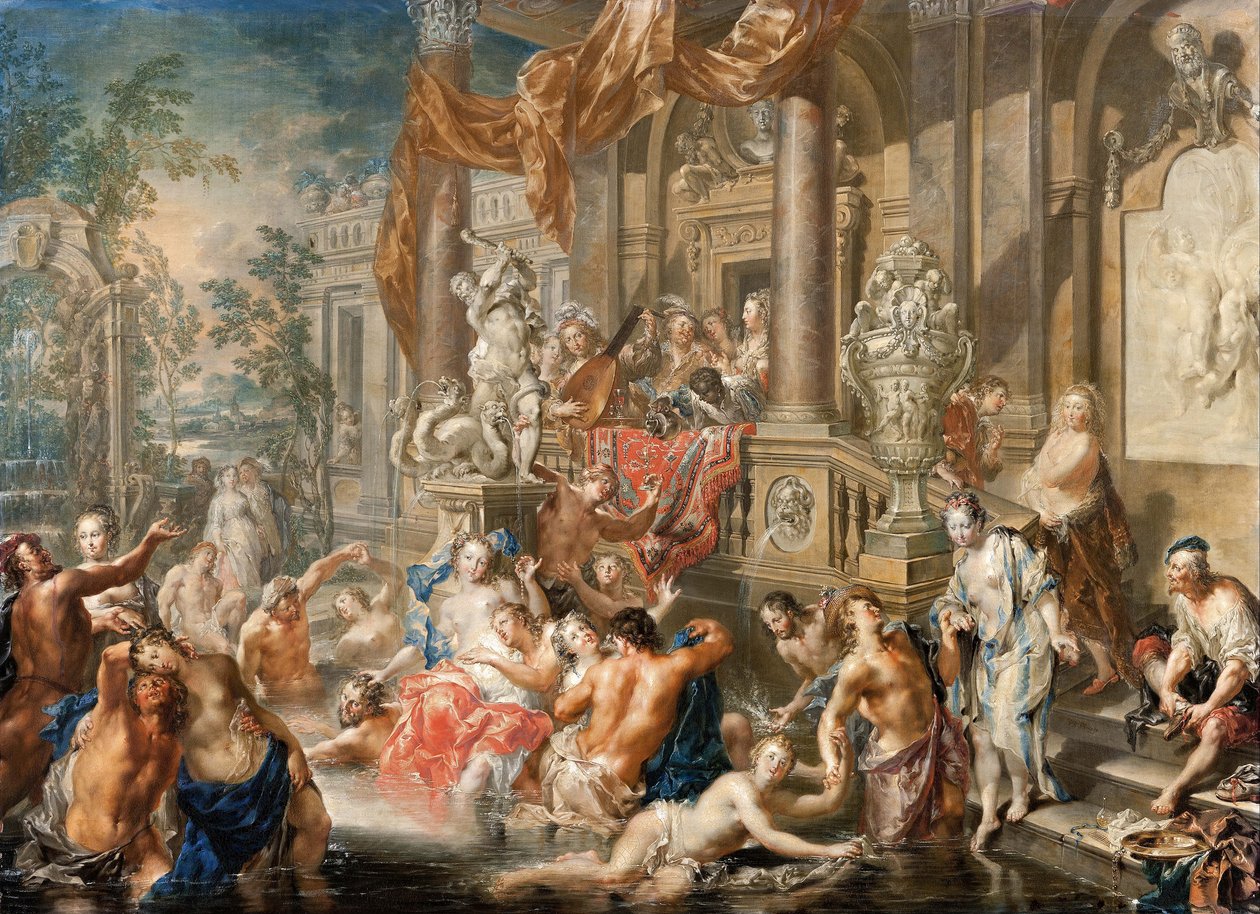 Fountain Scene in Front of a Palace, 1731-1734 by Johann Georg Platzer
