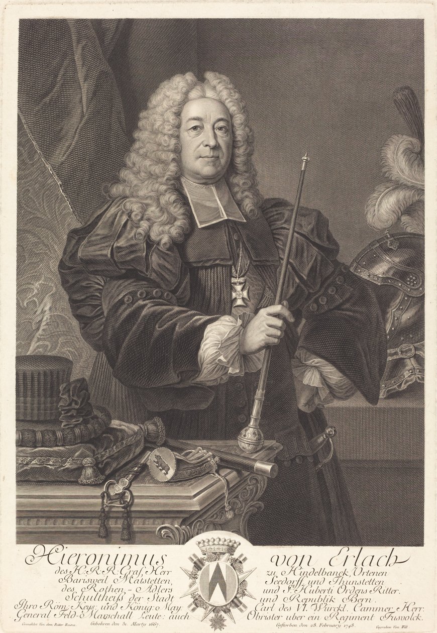 Johann von Erlach by Johann Georg Wille after Carlo Francesco Rusca, Cavalier