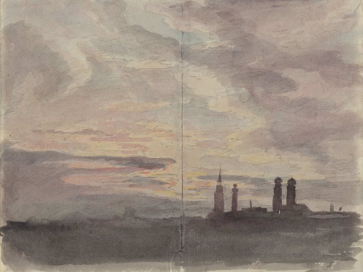 Munich: Evening Sky over the City Silhouette by Johann Georg von Dillis