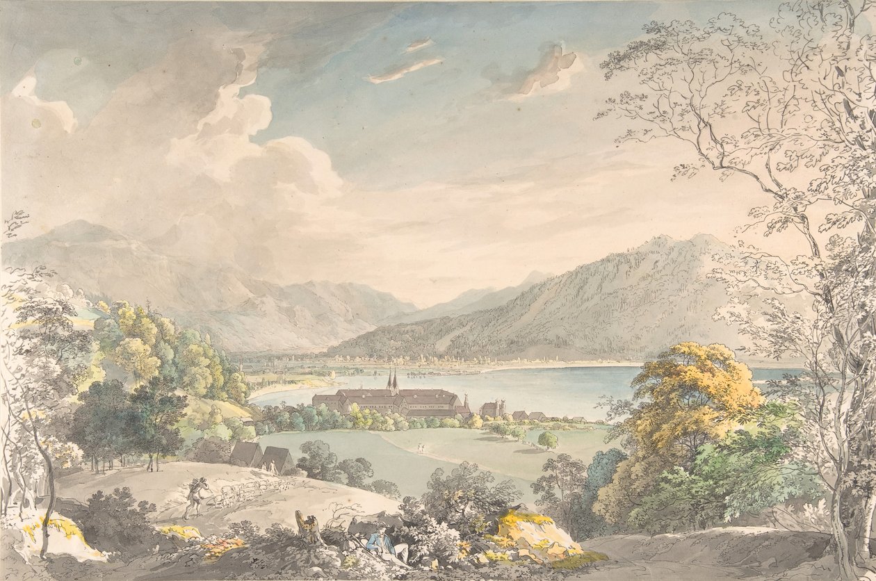 View of the Monastery in Tegernsee seen from the north-east, late 18th-mid 19th century by Johann Georg von Dillis