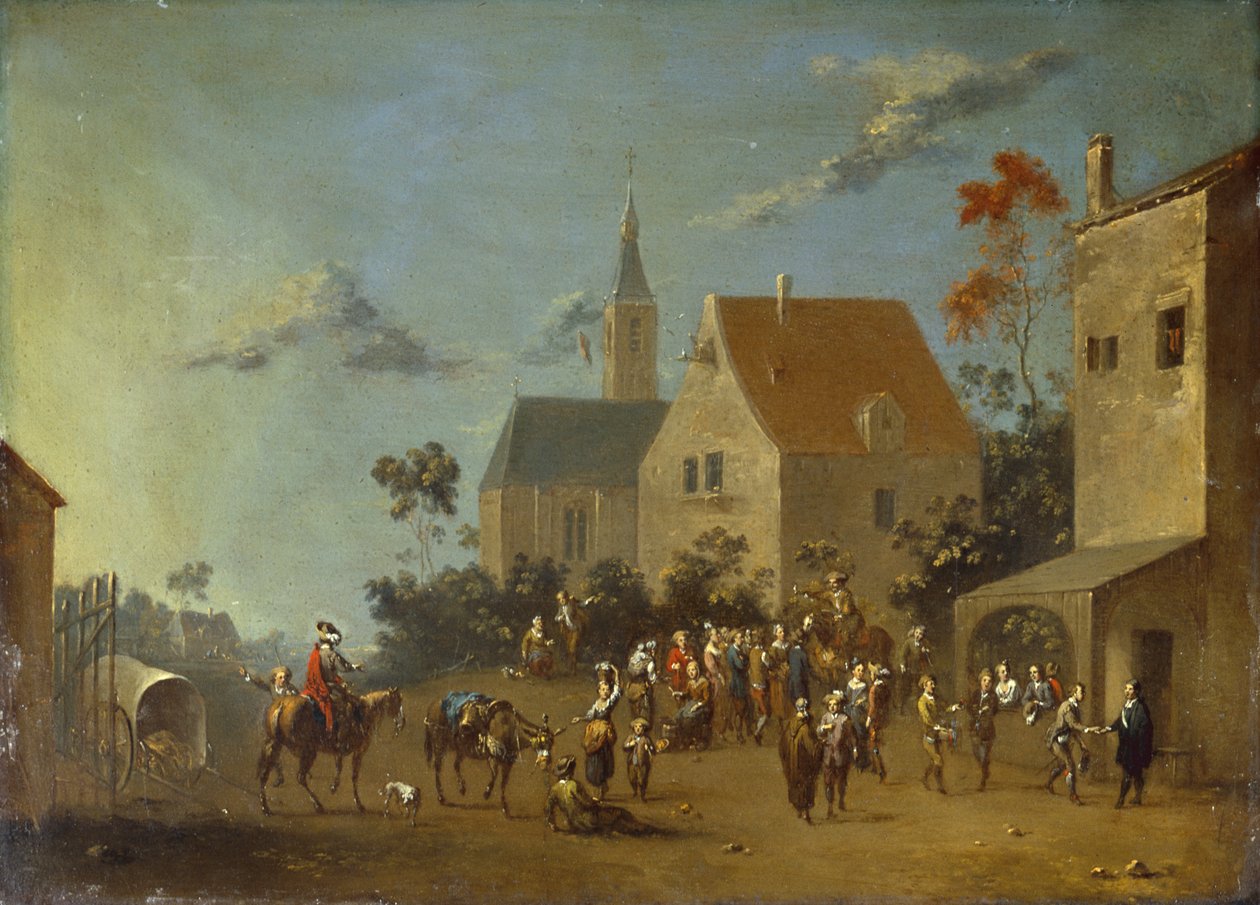 Peasants Congregating in a Village by Johann-Heinrich Keller