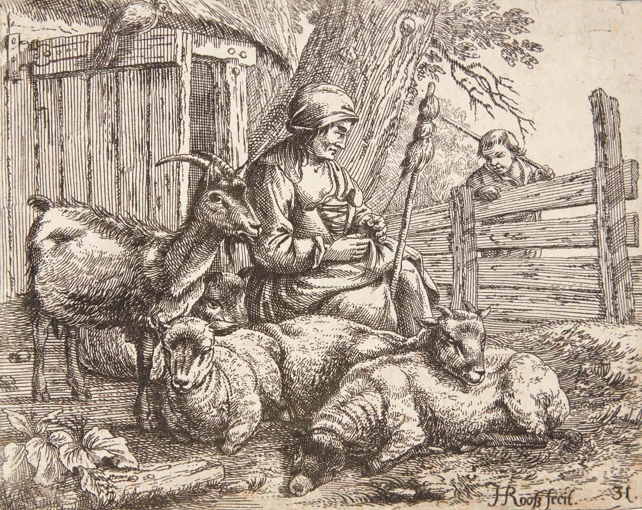 A Spinner by Johann Heinrich Roos