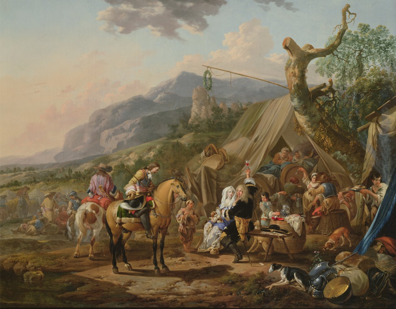 Military Commander at a Mountain Encampment with Merrymakers by Johann Heinrich Roos