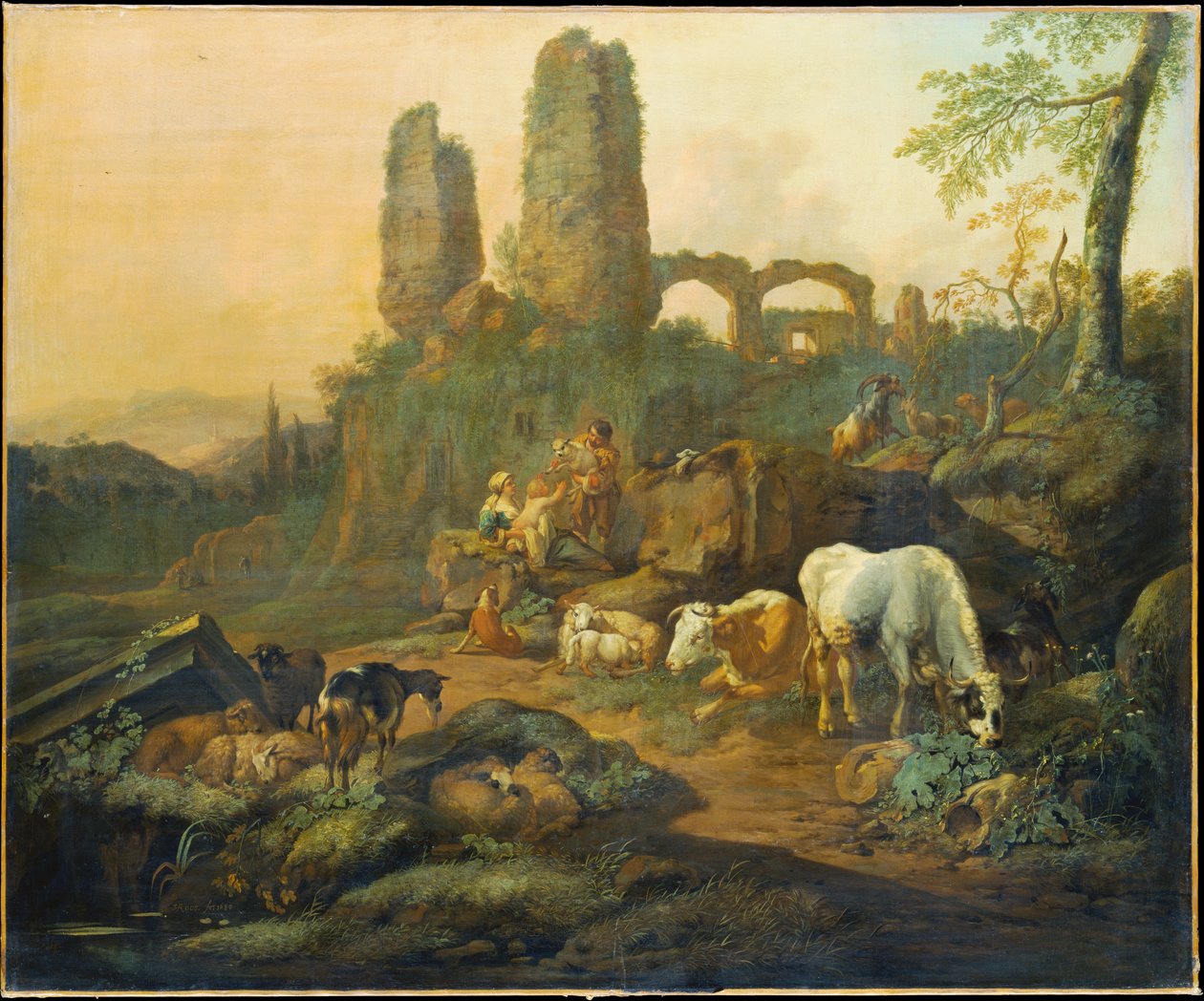 Shepherd Family Resting Near an Ancient Ruin by Johann Heinrich Roos
