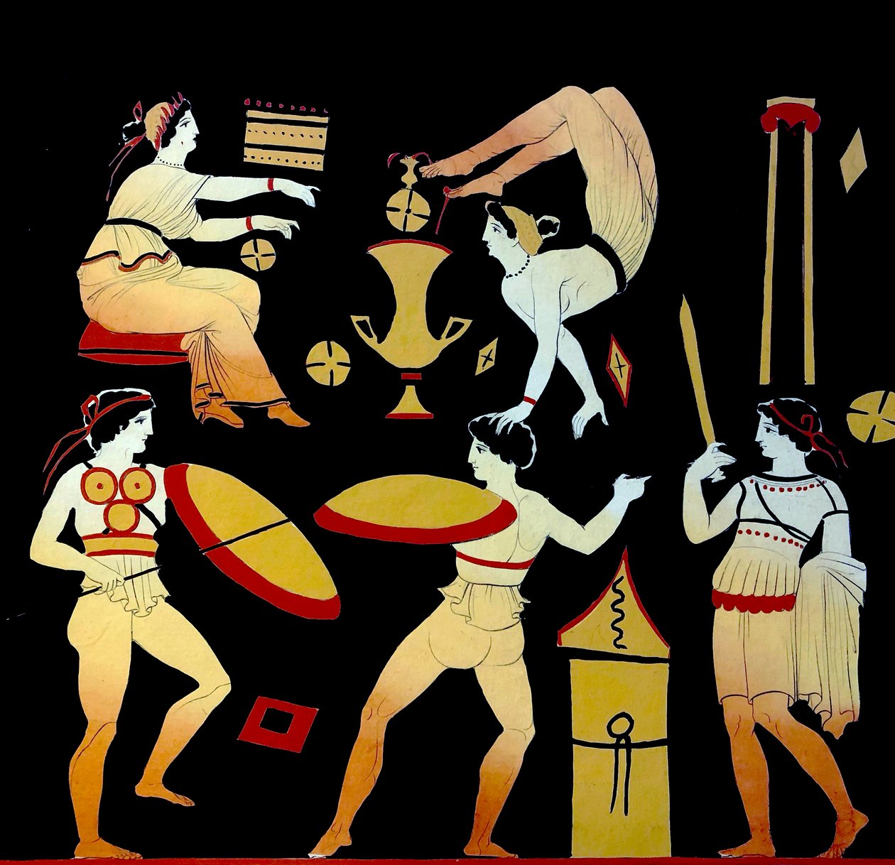 Acrobats and Three Men Performing The Pyrrhichios or Pyrrhike War Dance c.1796 by Johann Heinrich Wilhelm Tischbein