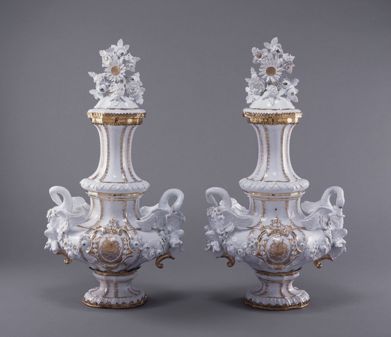 Pair of Vases from the Swan Service by Johann Joachim Kändler