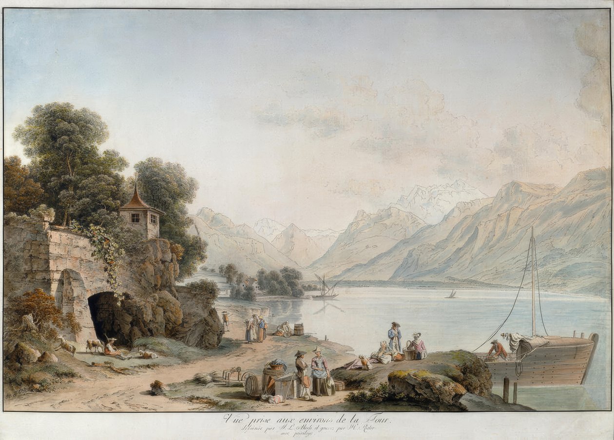 View from La Tour-de-Peilz on Lake Geneva by Johann Ludwig Aberli