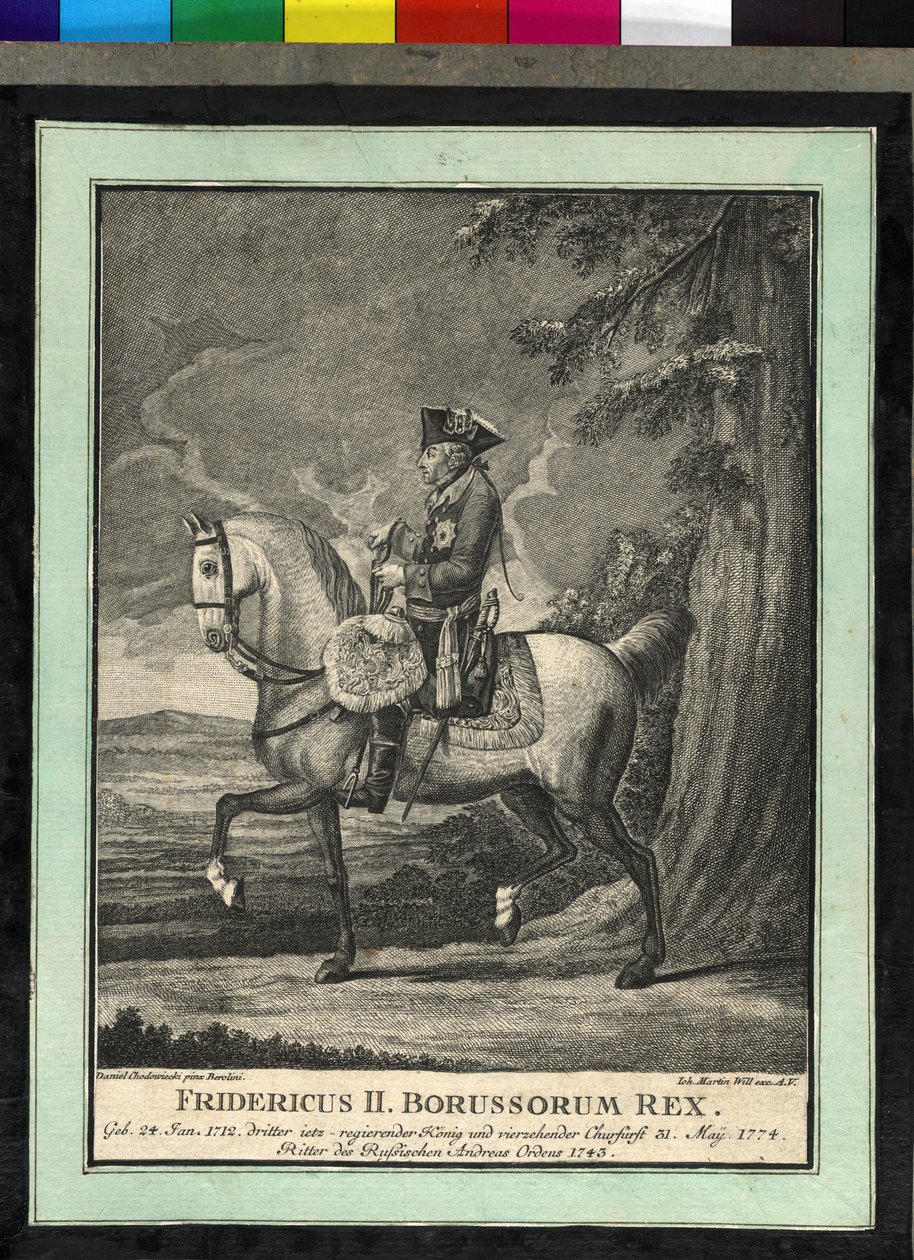 Frederick II of Prussia on horseback by Johann Martin Will