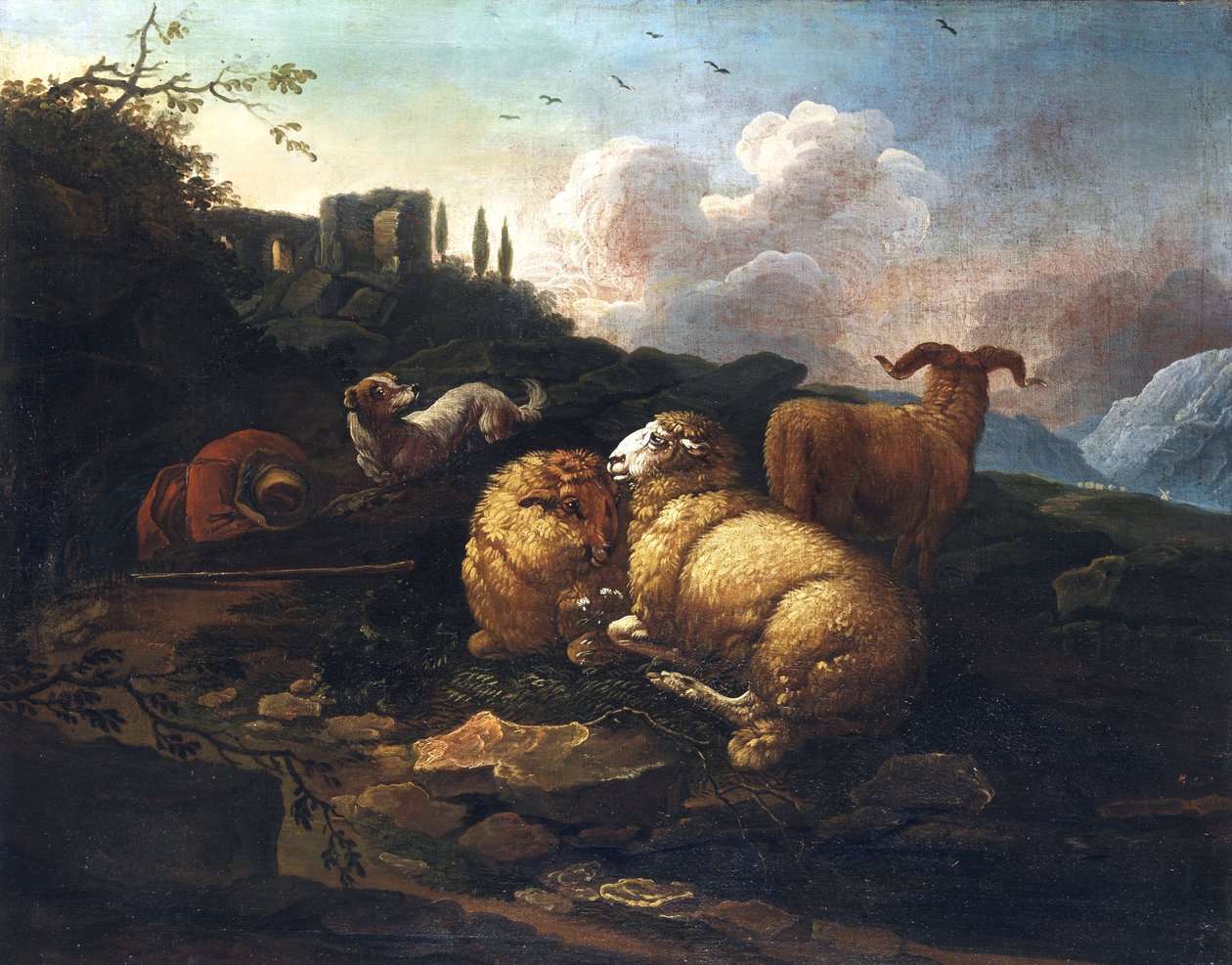 Sheep and Shepherd by Johann Melchior Roos